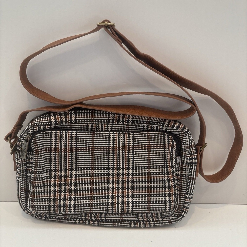 Thirty-one All Zipped Up Crossbody Purse plaid about you weave